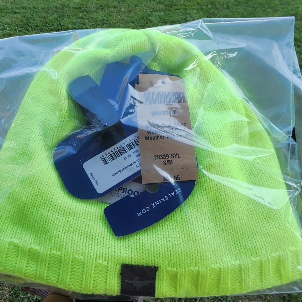 ❄️🌡❄️Waterproof cold weather beanie toboggan stocking hat sealskinz men's neon.